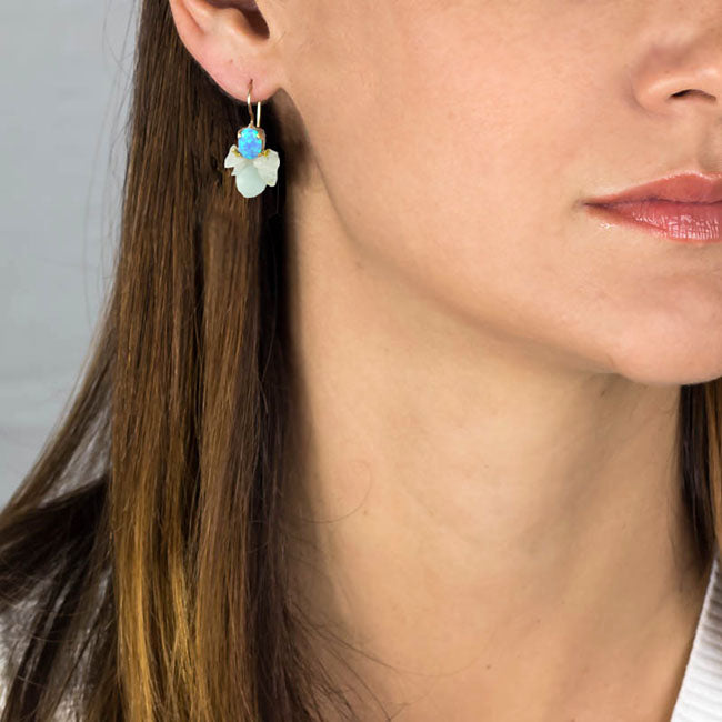 Opal Aquamarine Amazonite Bee Earrings