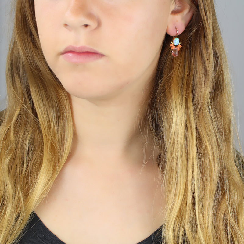 White Opal Citrine Bee Earrings