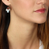 Red CZ Pearl Bee Earrings