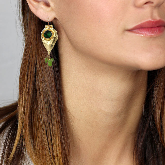 Green Peridot Big Protection Earrings