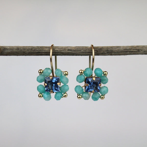 Blue Glass Amazonite Victoria Earrings