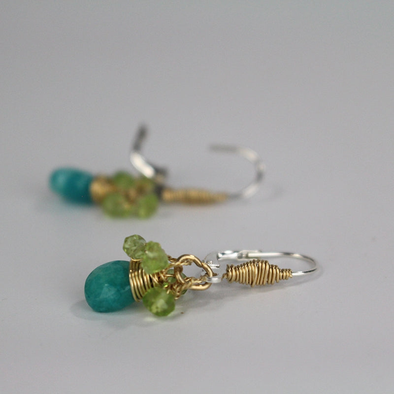 Small Jade Peridot Drop Earrings