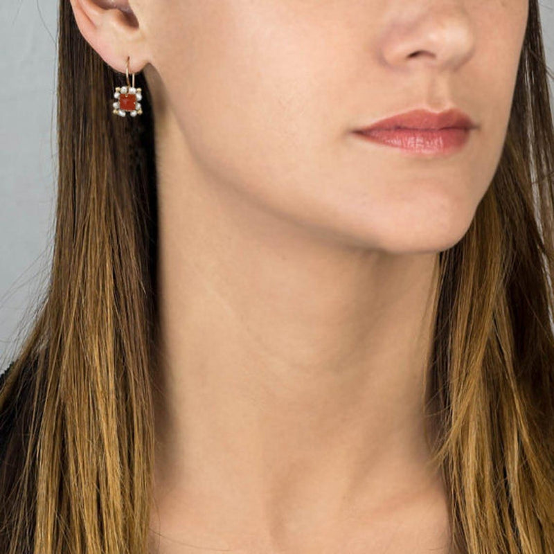 Carnelian Pearl Victoria Earrings