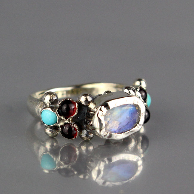 Silver Garnet Turquoise Caterina Ring