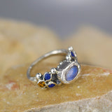 Silver Moonstone Lapis Caterina Ring