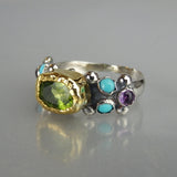 24K Solid Gold Peridot Caterina Ring