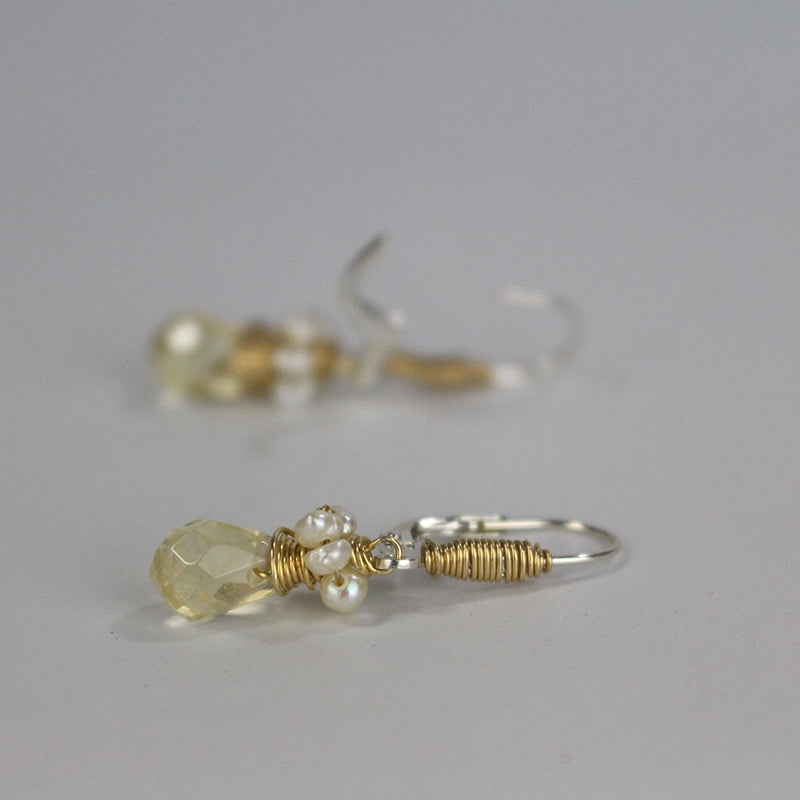 Small Citrine Glass Drop Earrings