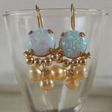 Lab Opal Pearl Clover Earrings