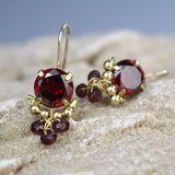 Red CZ Garnet Clover Earrings
