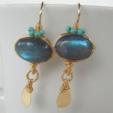 Labradorite and Howlite Crown Earrings