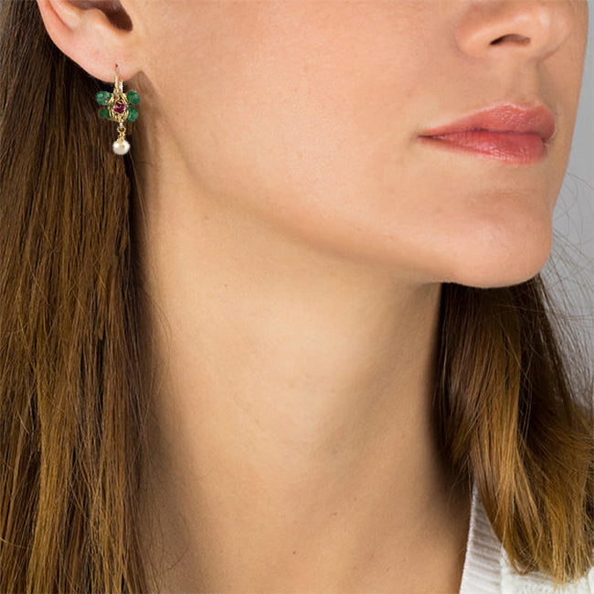 Lepidolite Turquoise Jasmine Earrings