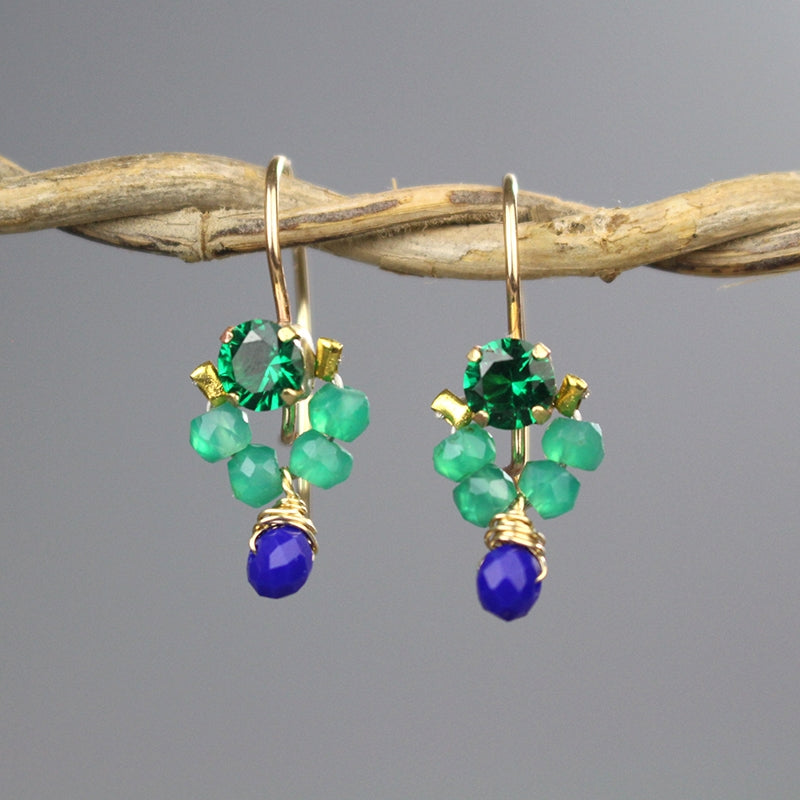 Green Blue Petite Dancer Earrings