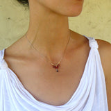 Red Garnet Silver Drop Necklace