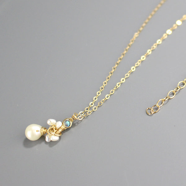 Labradorite Pearl Drop Necklace
