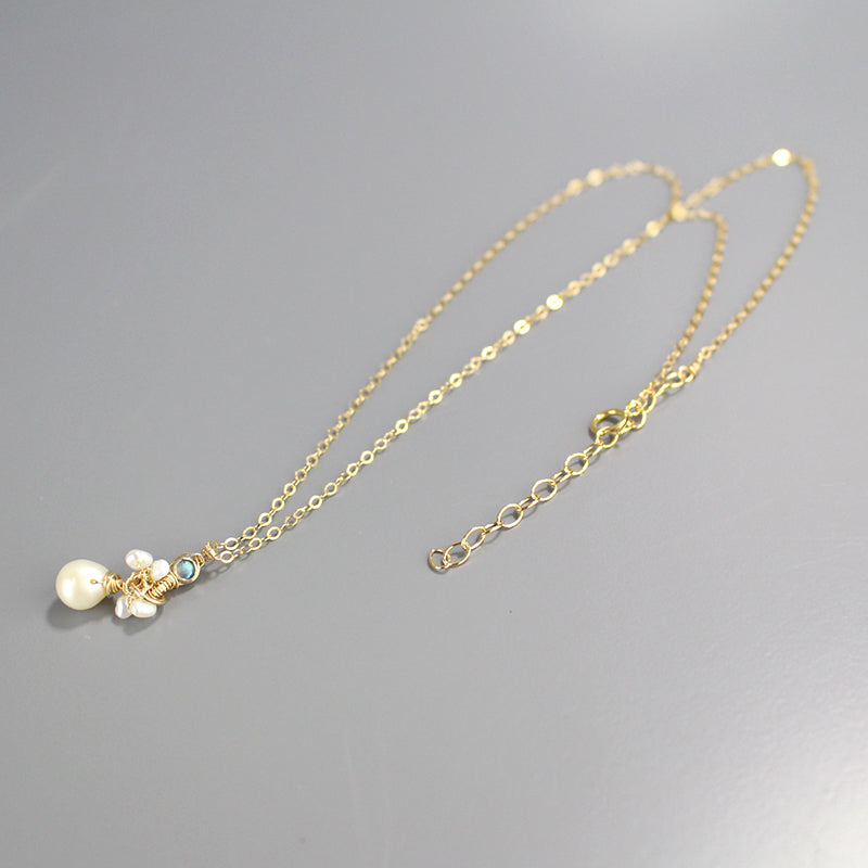 Labradorite Pearl Drop Necklace
