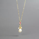 Pink CZ Pearl Drop Necklace