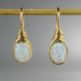 Wire Wrapped Oval Opal Earrings