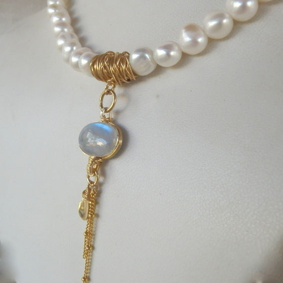 Pearl Moonstone Eye Necklace