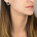 Garnet Pearl Fan Stud Earrings