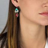 Turquoise Red CZ Flamenco Earrings