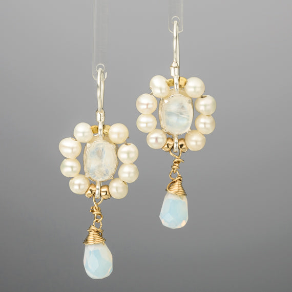 Moonstone Pearl Flower Earrings