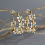 Opal Pearl Flower Hoop Earrings