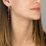 Garnet Gemstone Long Vine Earrings