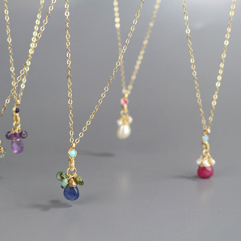 Minimalist Gemstone Drop Necklace