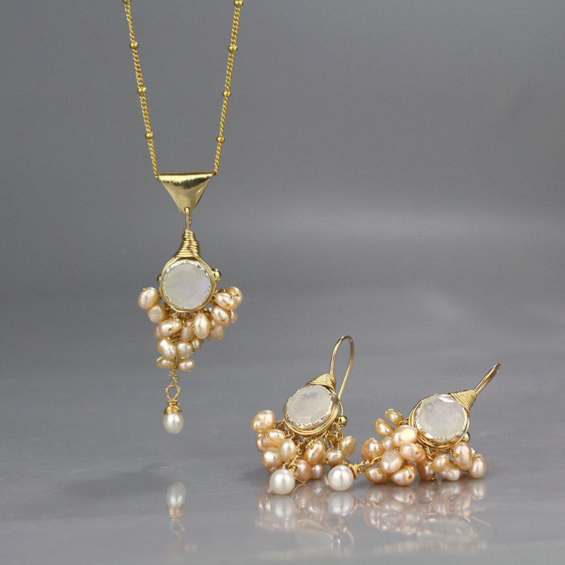 Moonstone Pearl Goddess Jewelry Set