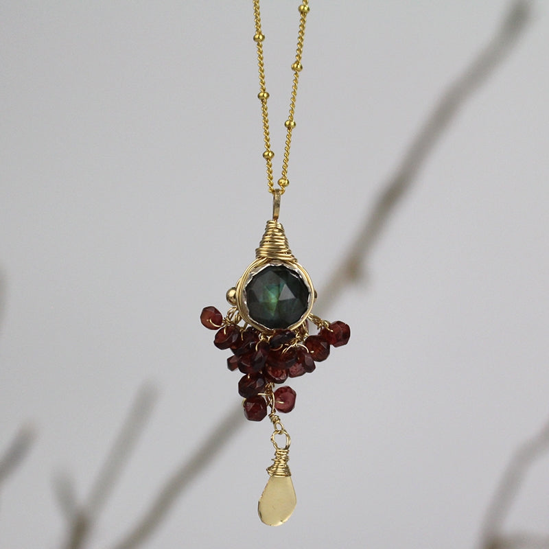 Labradorite Garnet Goddess Jewelry Set