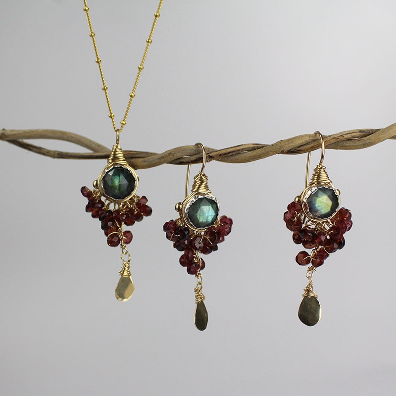 Labradorite Garnet Goddess Jewelry Set