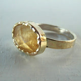 9K Gold Rose Cut Labradorite Ring
