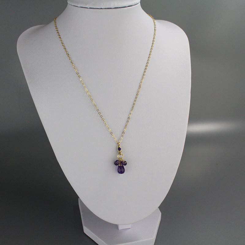 Gold Filled Amethyst Drop Necklace