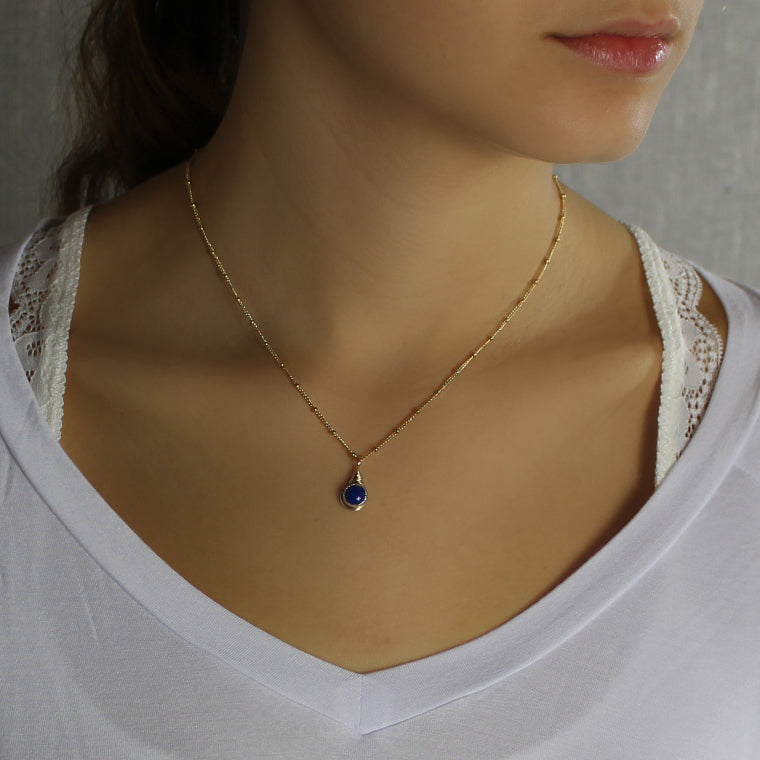 Gold Filled Lapis Pendant Necklace