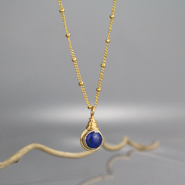 Gold Filled Lapis Pendant Necklace