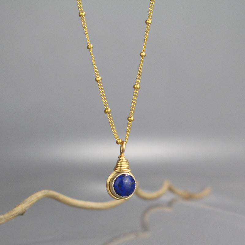 Gold Filled Lapis Pendant Necklace