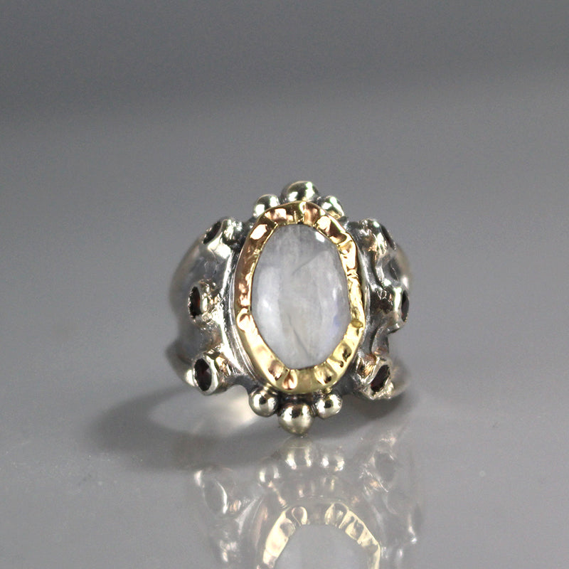 Moonstone Gold and Silver Queen Ring