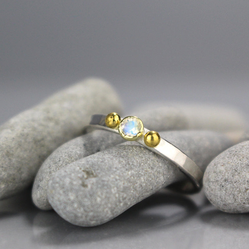 Moonstone Gold and Silver Ring