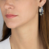 Lapis Apatite Silver Hoop Earrings
