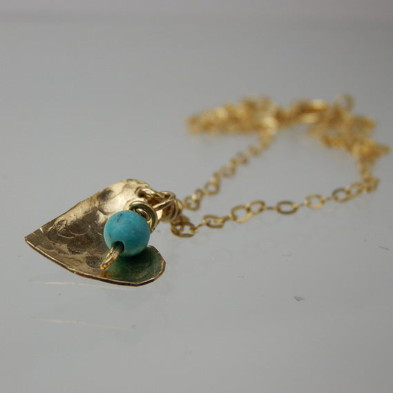 Turquoise 14K Gold Filled Heart Necklace