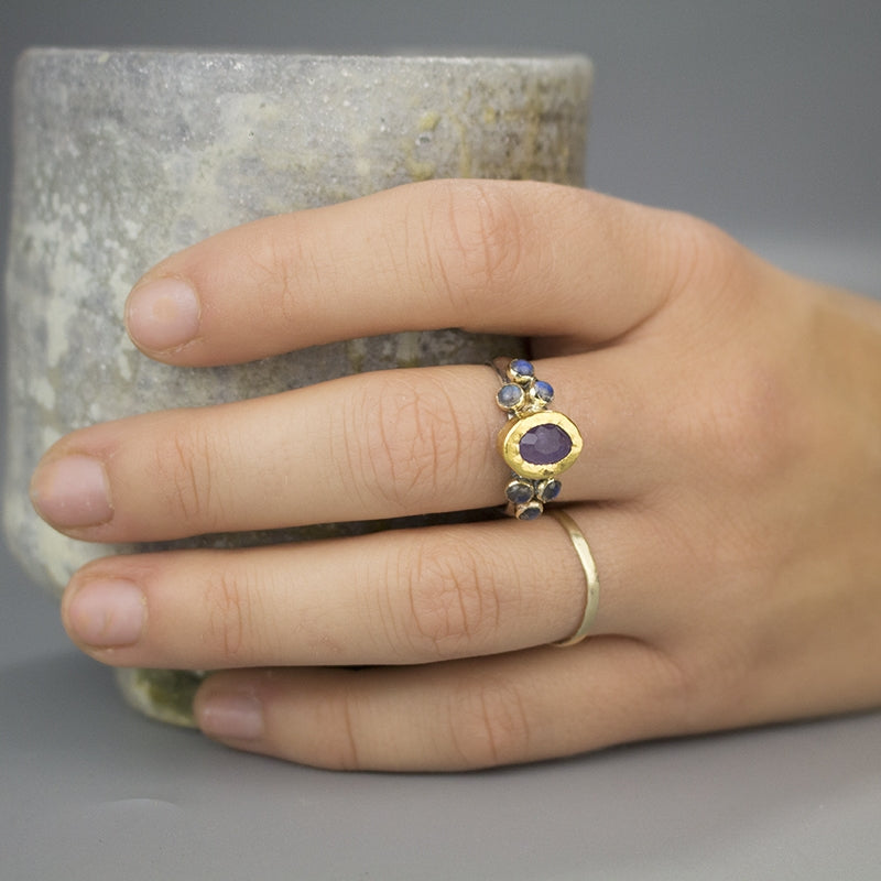Gold Moonstone Labradorite Helena Ring