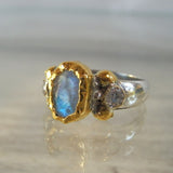 Cubic Zirconia Solid Gold Moonstone Helena Ring