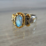 Diamond Faceted Moonstone Helena Ring