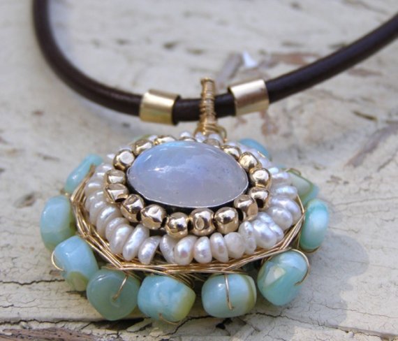 Moonstone mandala necklace