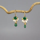 Tiny Gemstone Earrings, Petite Earrings, Green Glass Earrings, Multi Stone Earrings, Colorful Earrings, Boho Wedding Earrings