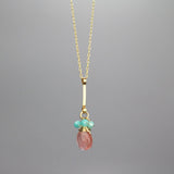 Cherry Quartz and Amazonite Jewelry Set - Earrings and Necklace Set