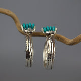 Large Turquoise Hoop Earrings - Sterling Silver Boho Hoops