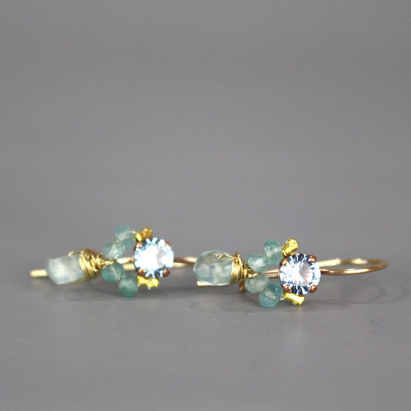Blue Gemstone Earrings, Small Gemstone Earrings, Apatite Earrings, Unique Drop Earrings, Holiday Gift, Blue Cluster Earrings, Something Blue