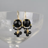 Small Onyx Earrings, Onyx Jewelry, Onyx Clover Earrings, Onyx Birthstone Earrings, Small Drop Earrings