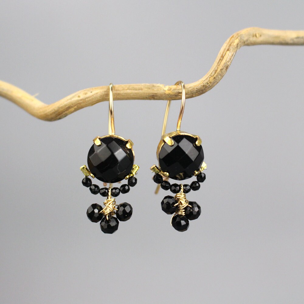 Black Onyx 2024 Clover Earrings Gold NEW